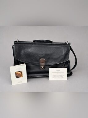 Vintage Coach Leather Messenger Bag F8C-5266 Black Briefcase Crossbody